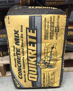 80 pound bag of Quikrete pre-mixed concrete commonly sold at a home center