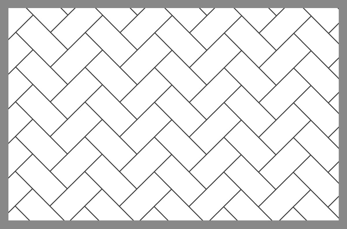 Tile layout using the 45° herringbone pattern