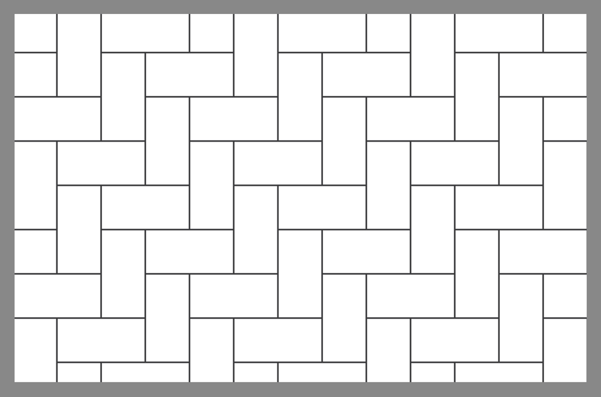 Tile layout using the 90° herringbone pattern
