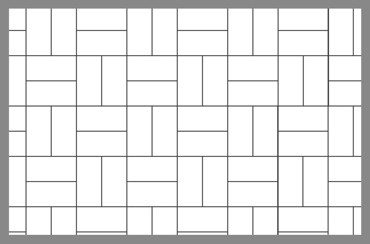 Tile layout using the basket weave pattern