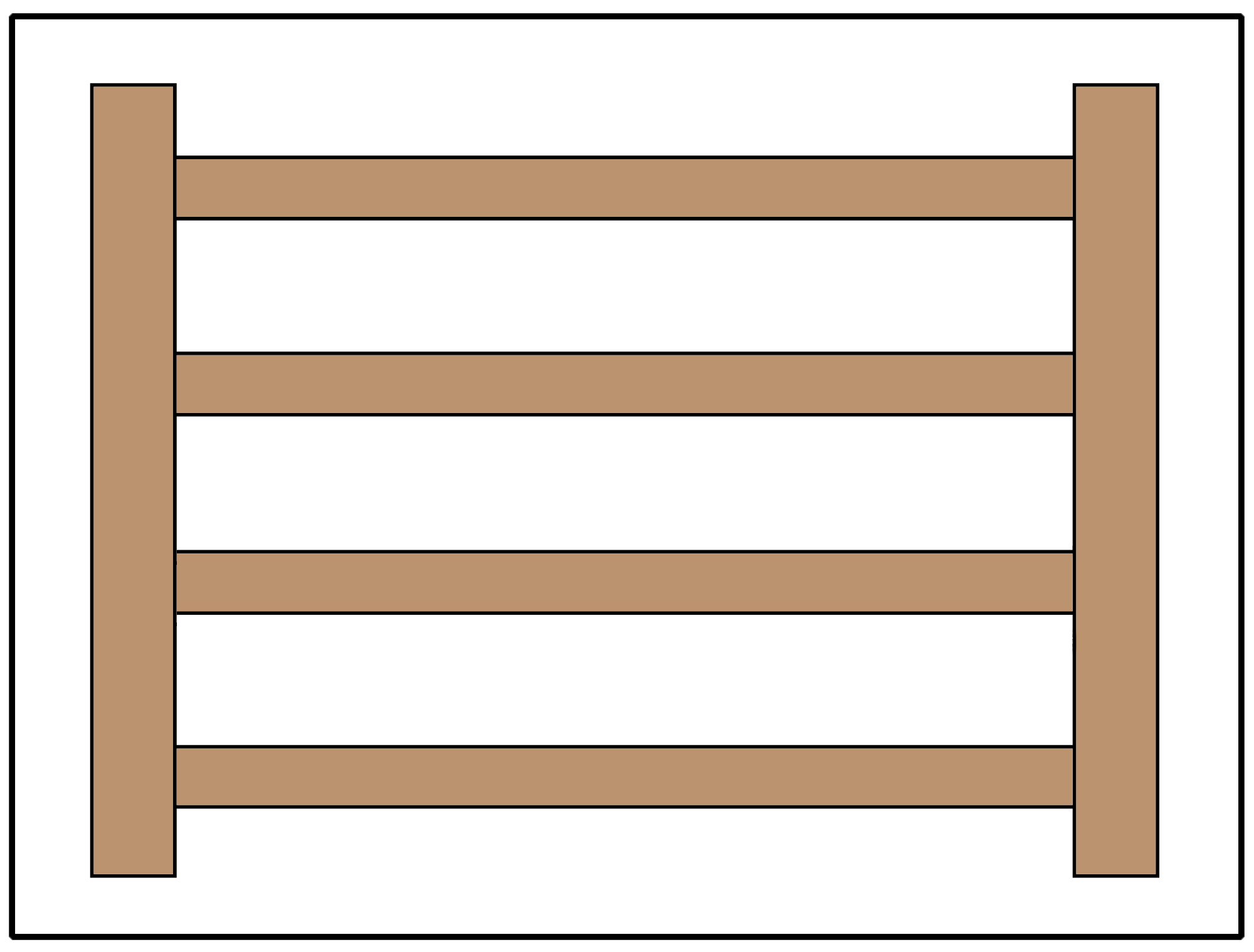 Illustration of a split rail or estate fence using 4 rails