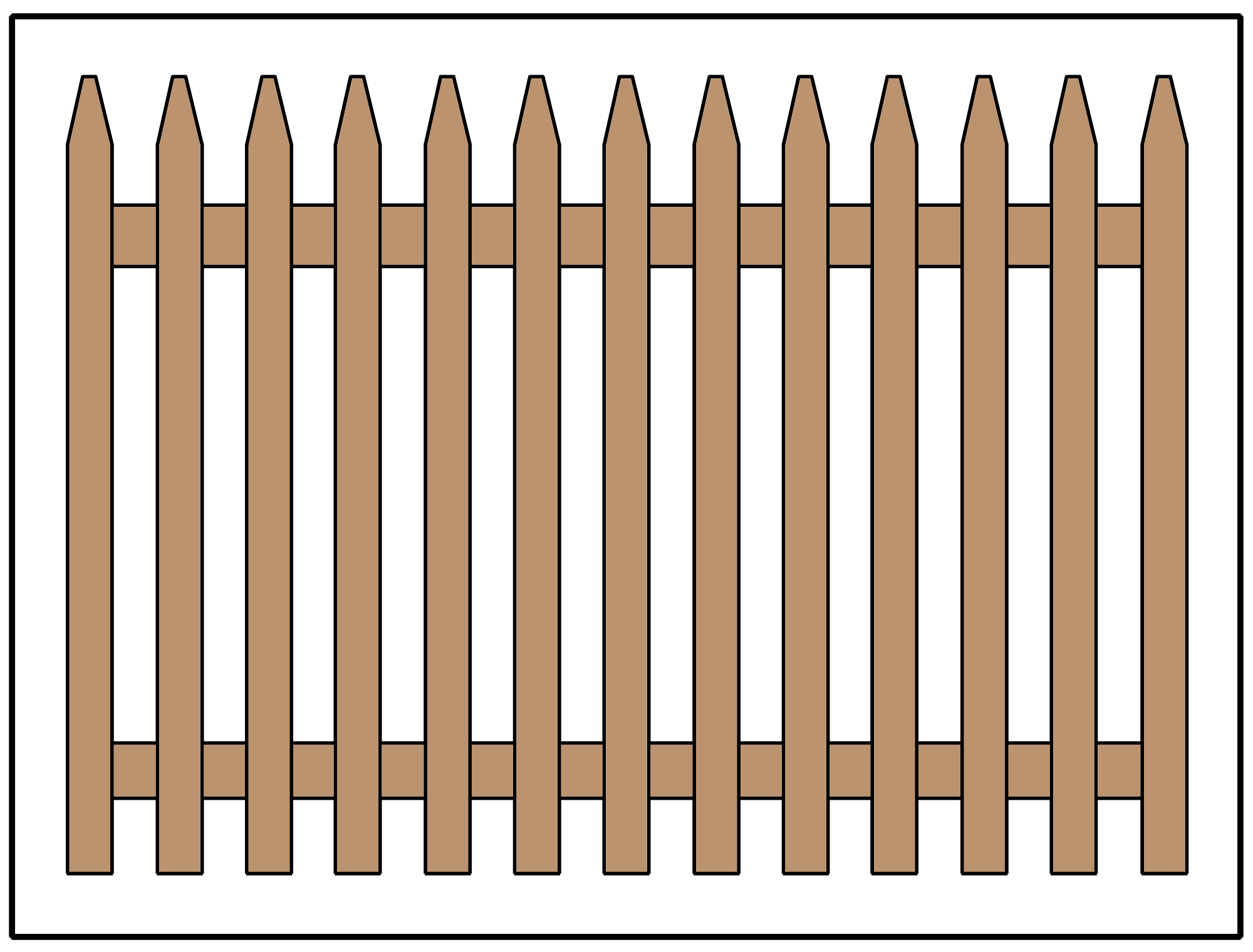 Illustration of a picket fence design using common pickets