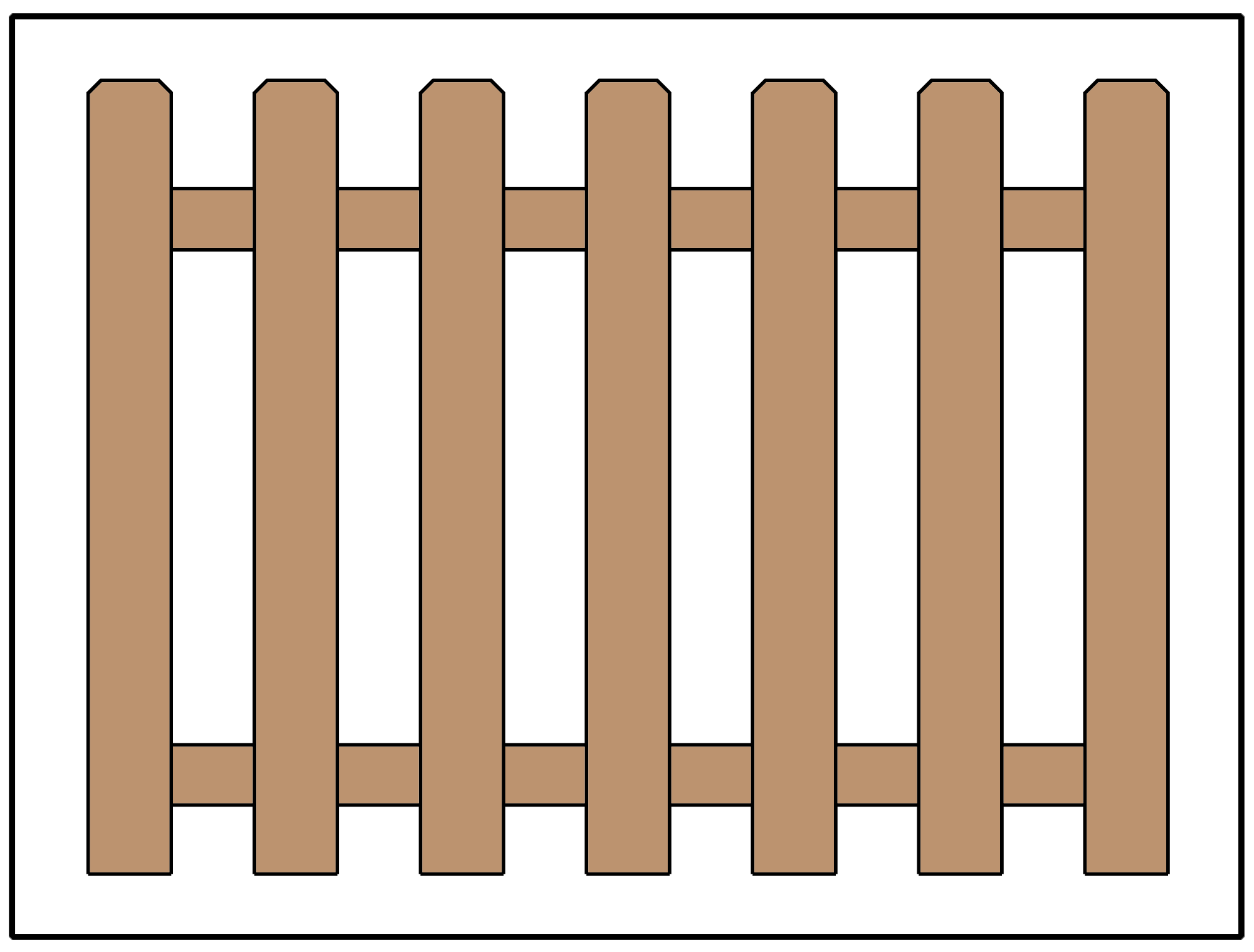 Illustration of a picket fence design using dog ear pickets