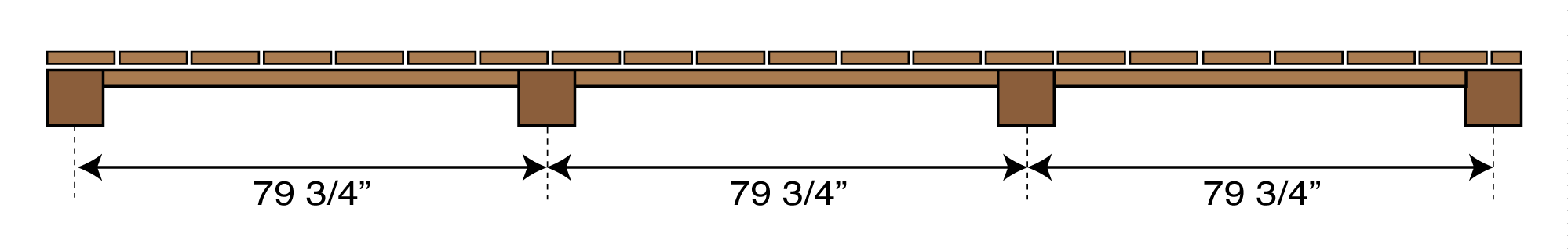 drawing showing the distance between fence posts