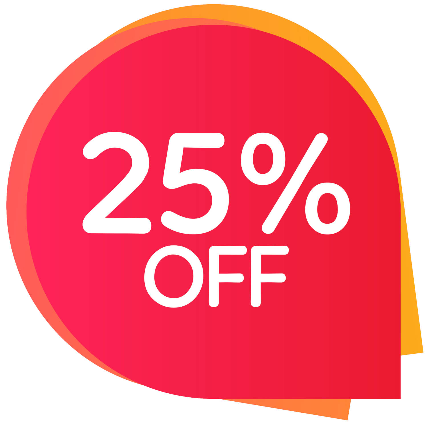 Graphic showing a 25 percent off discount