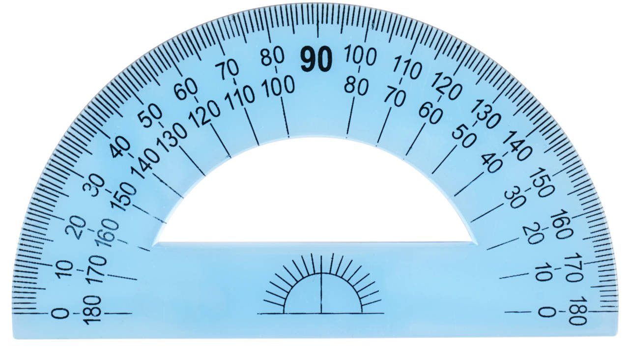 Plastic blue protractor used to find an angle
