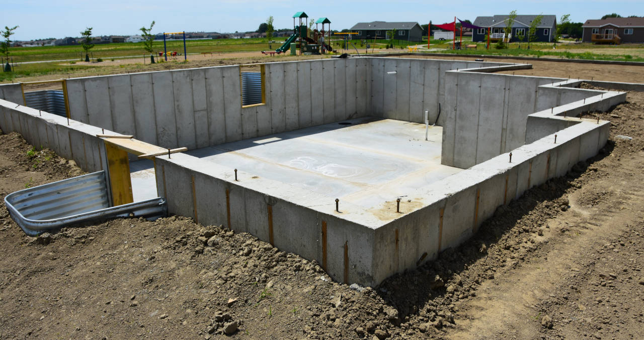 newly poured concrete foundation